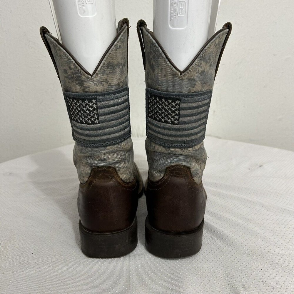 Ariat Sport Patriot Western Boot Distressed Camo Square Toe Brown Mens Sz 9.5 D - Picture 4 of 10